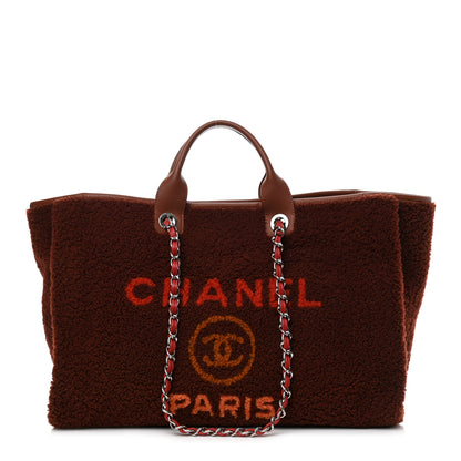 Chanel Shearling Large Deauville Tote Burgundy 1 of 10