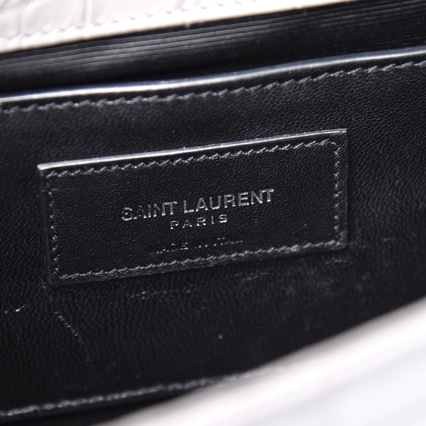 Croc Embossed Calfskin Classic Kate Monogram Clutch Fog