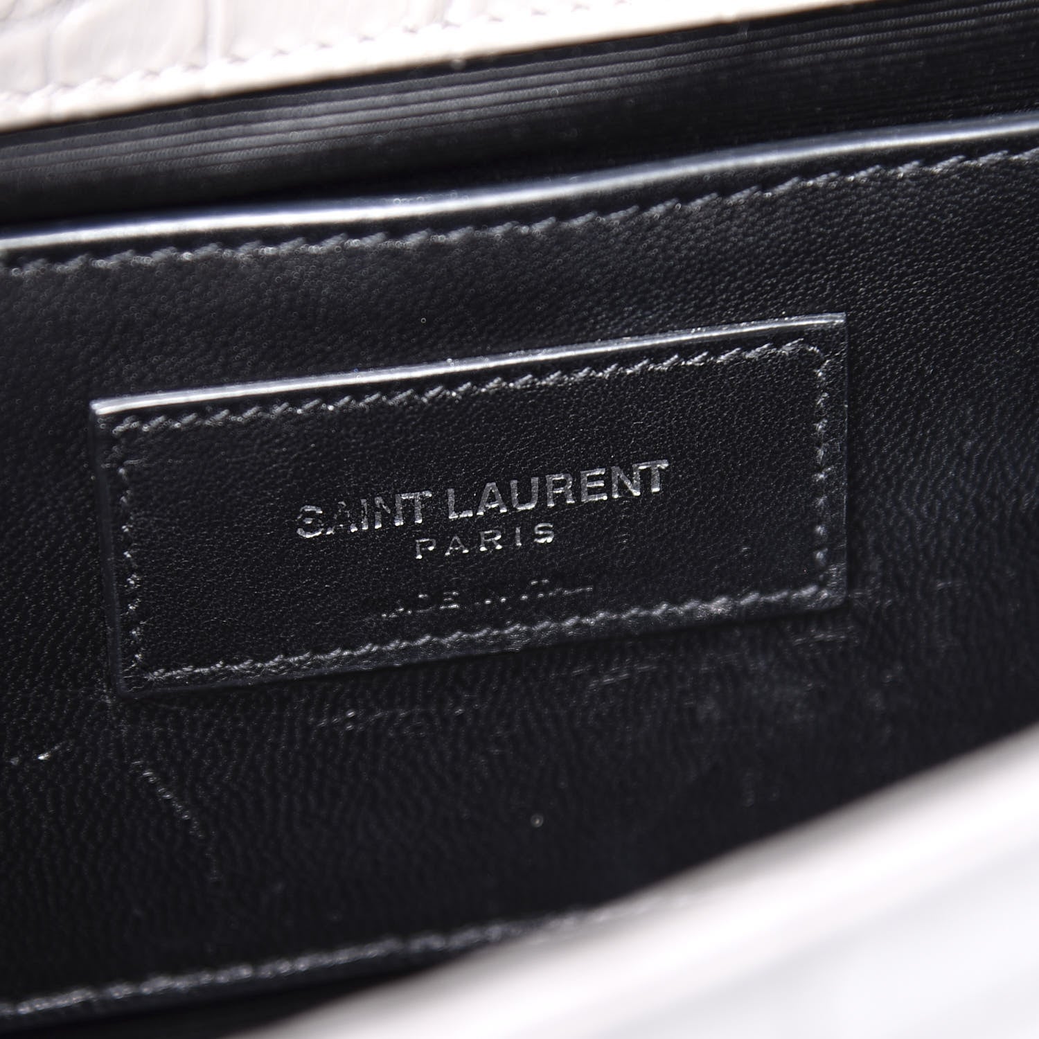 Saint Laurent Croc Embossed Calfskin Classic Kate Monogram Clutch Fog 5 of 9