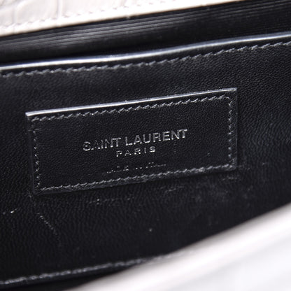 Saint Laurent Croc Embossed Calfskin Classic Kate Monogram Clutch Fog 5 of 9