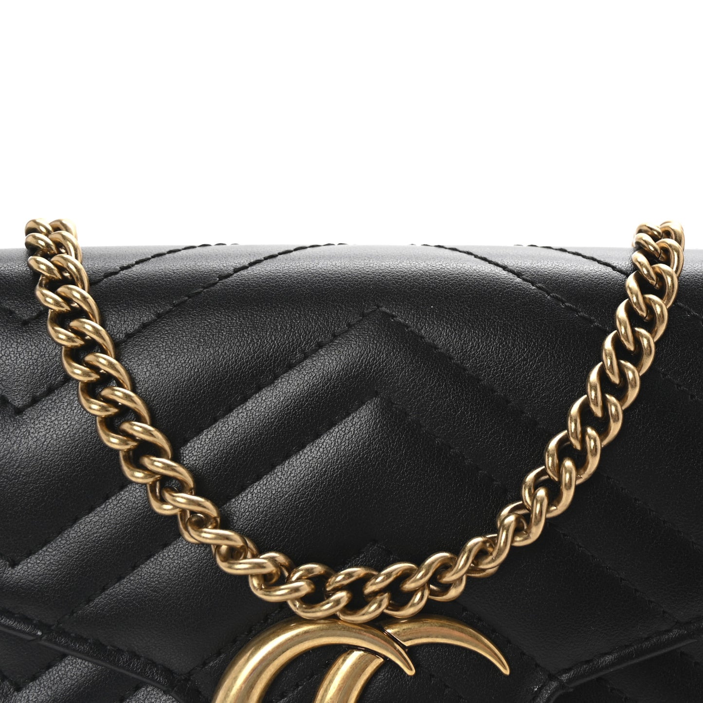 Calfskin Matelasse GG Marmont Chain Wallet Black