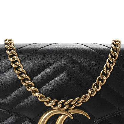 Gucci Calfskin Matelasse GG Marmont Chain Wallet Black 8 of 10