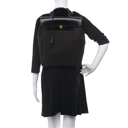 Hermes Military Toile Vache Hunter Herbag a Dos Zip Retourne Backpack Ebene Black 2 of 10
