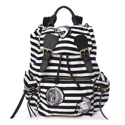 Burberry Nylon Striped Medium Rucksack Backpack Black White 1 of 11