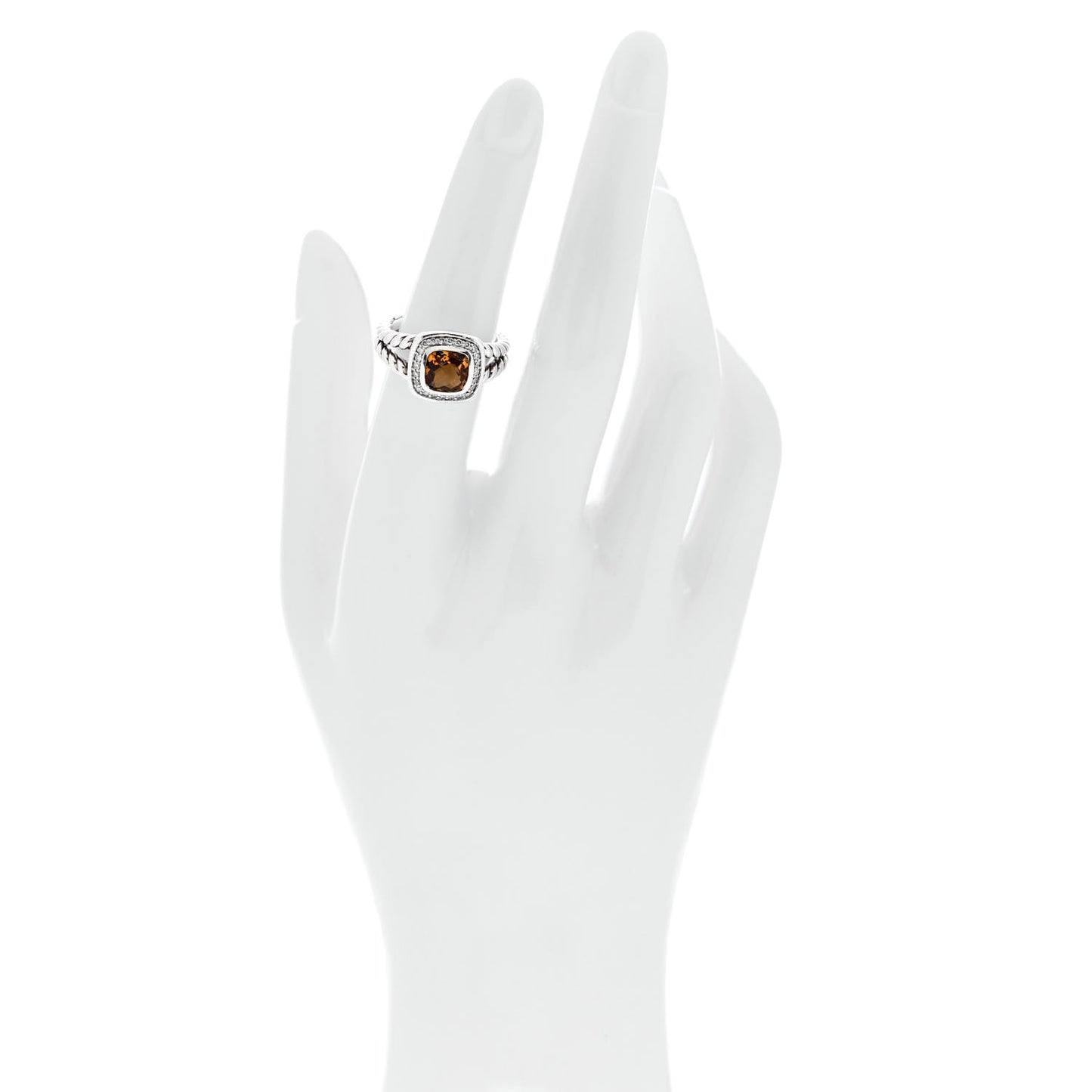 Sterling Silver Diamond Citrine 7mm Petite Albion Ring 52 6
