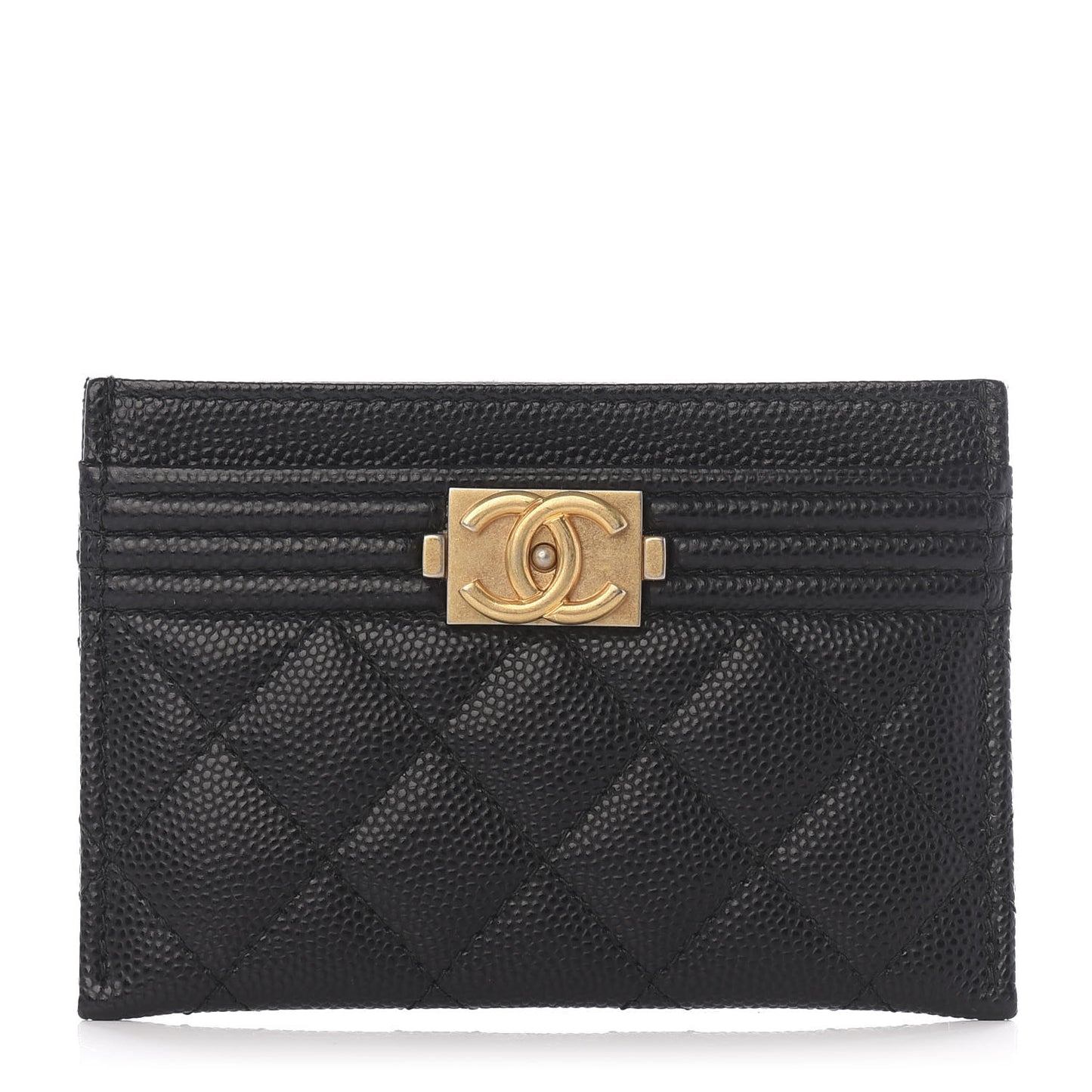 Caviar Quilted Boy Card Holder Black