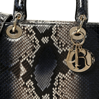 Christian Dior Snakeskin Small Lady Dior Bleu Multicolor 8 of 10