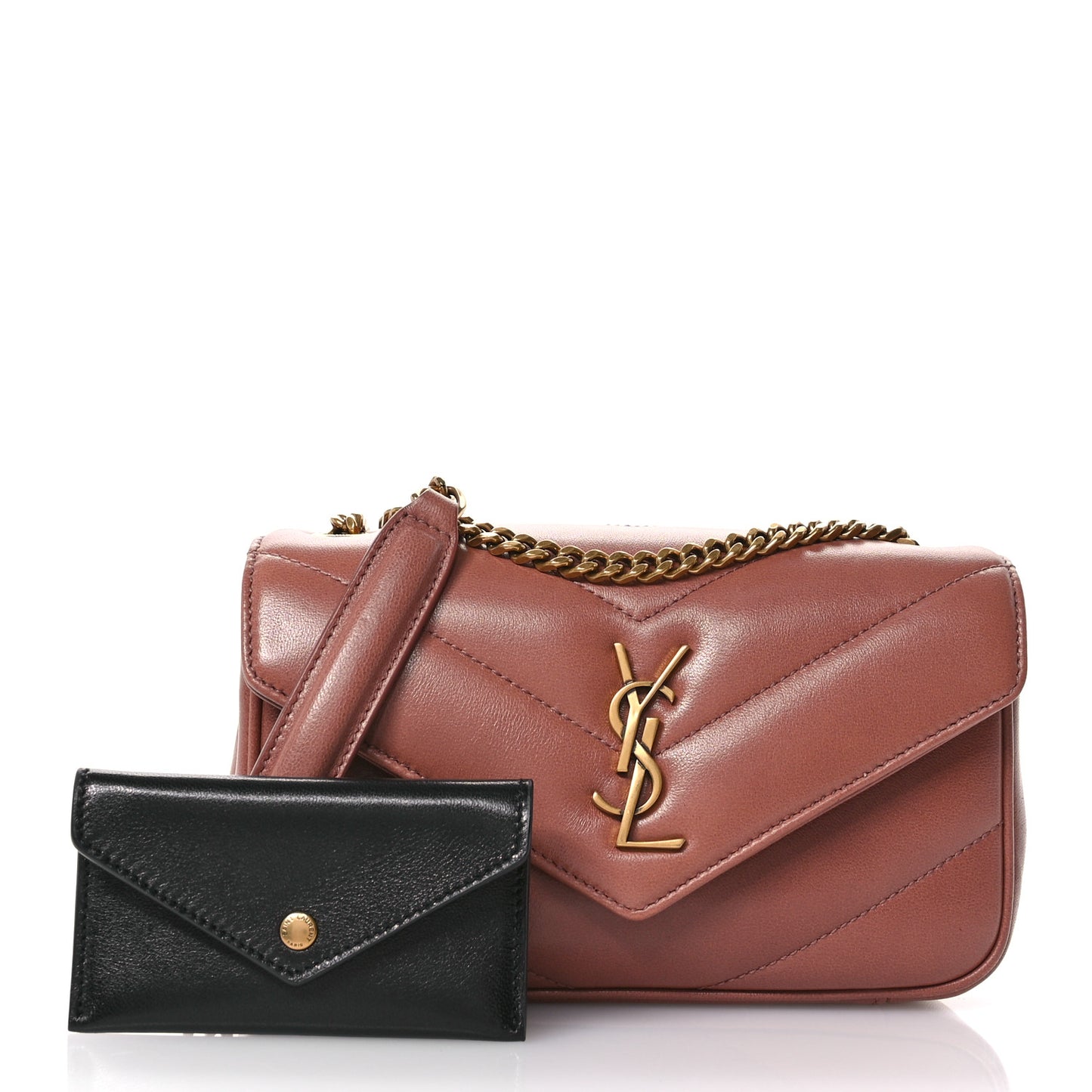 Lambskin Chevron Quilted Mini Loulou Bag Hortensia