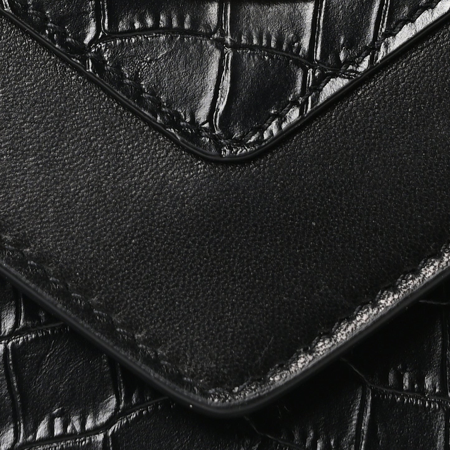 Calfskin Crocodile Embossed Gaby Satchel Black