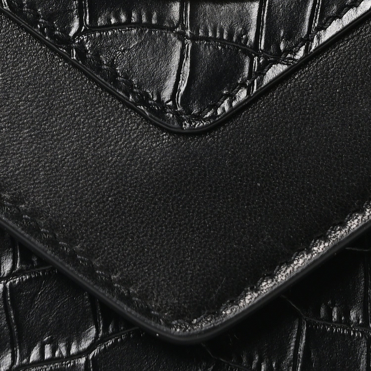 Saint Laurent Calfskin Crocodile Embossed Gaby Satchel Black 8 of 10