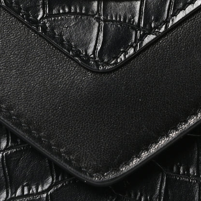 Saint Laurent Calfskin Crocodile Embossed Gaby Satchel Black 8 of 10