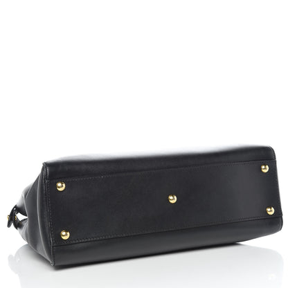 Fendi Vitello Morgan Shiny Nappa Medium Peekaboo Iconic Satchel Black 5 of 14
