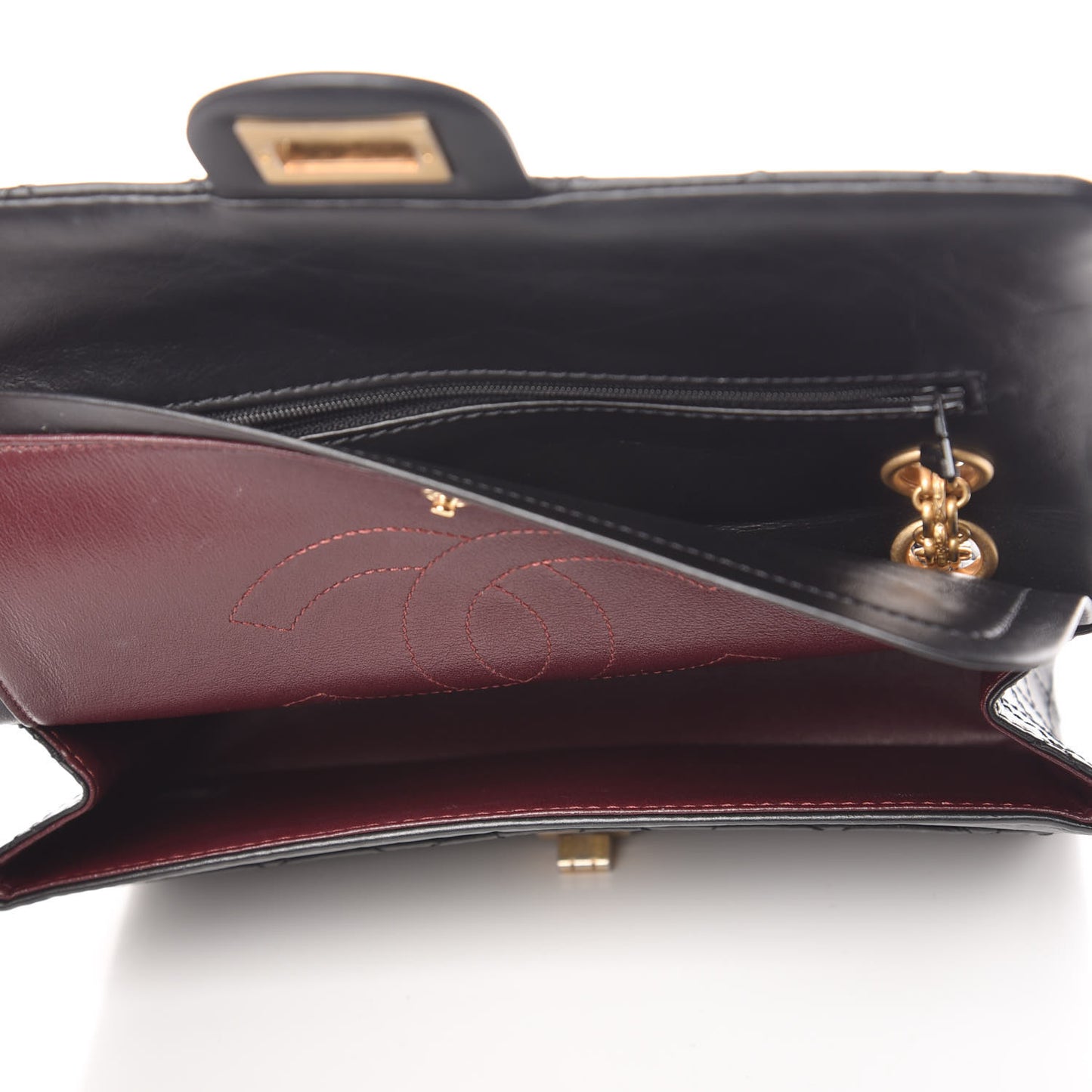 Aged Calfskin Quilted 2.55 Reissue 225 Flap Black