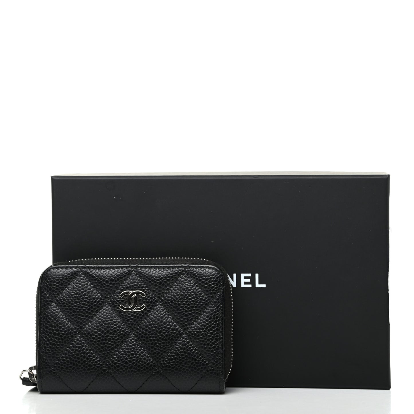Caviar Quilted Zip Coin Purse Black