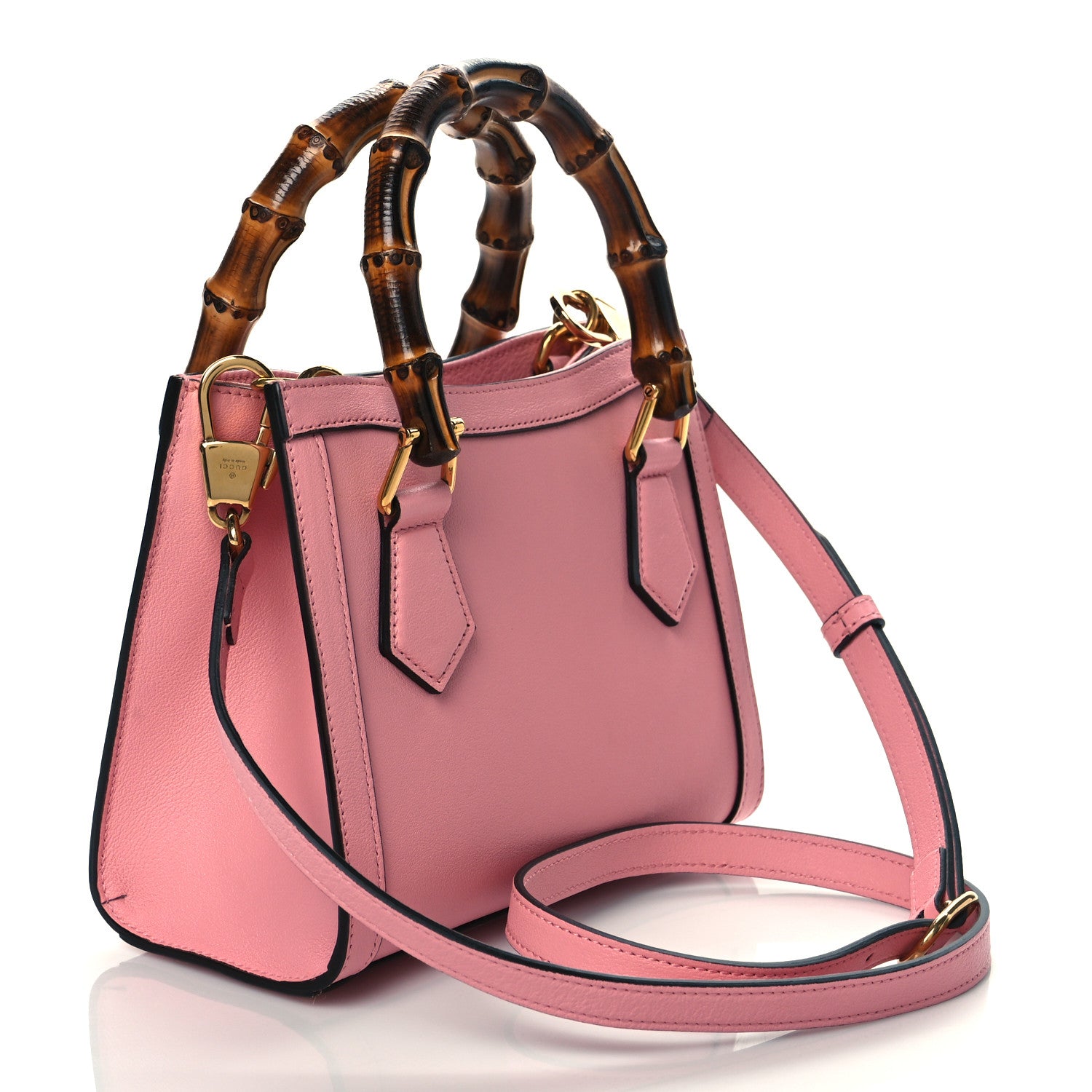 Gucci Wonka Grain Calfskin Mini Diana Tote Bag Wild Rose Fuxia Fluo 3 of 11
