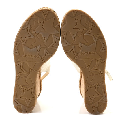 Jimmy Choo Nappa Cork Braided Amely 105 Wedge Sandals 40 Chalk 6 of 15
