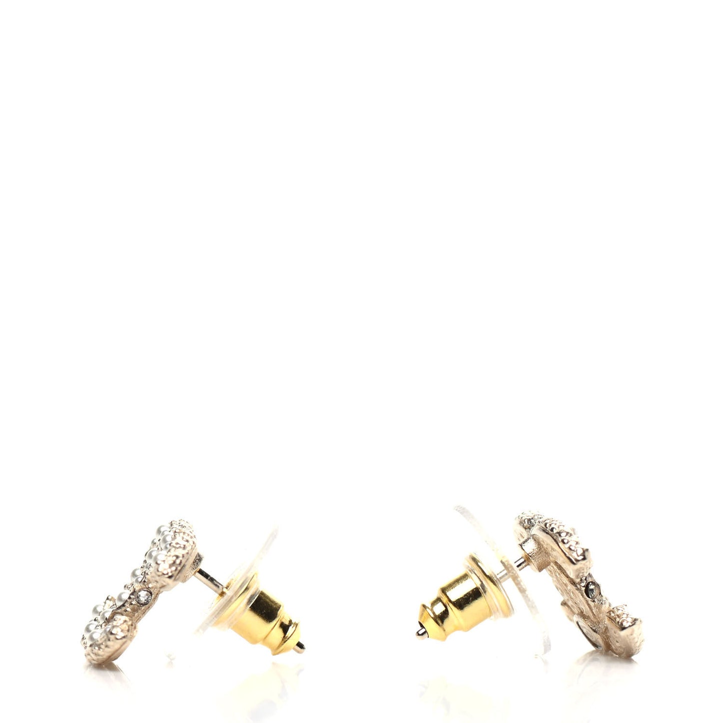Pearl Crystal CC Earrings Light Gold