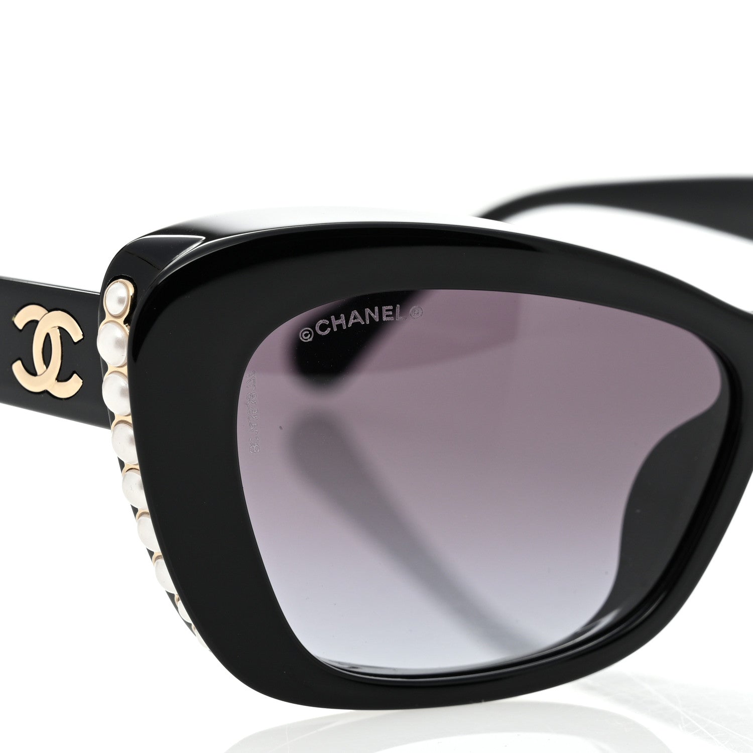 Chanel Acetate Pearl Cat Eye CC Sunglasses 5481-H-A Black 7 of 8