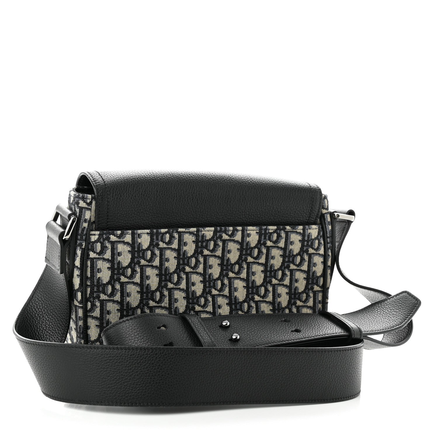 Christian Dior Grained Calfskin Oblique Saddle Messenger Black 3 of 10