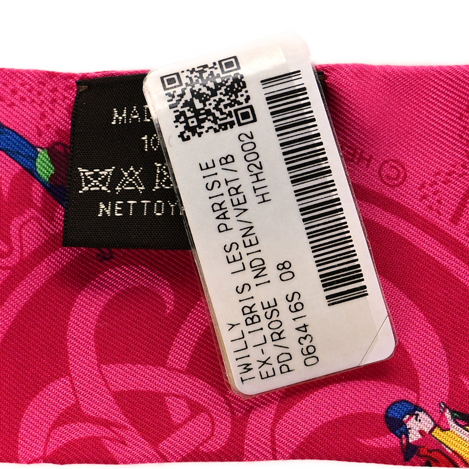 Hermes Silk Ex-Libris Les Parisie Twilly Rose Indien Vert Bleu 4 of 4