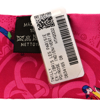 Hermes Silk Ex-Libris Les Parisie Twilly Rose Indien Vert Bleu 4 of 4