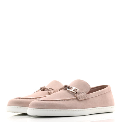 Hermes Suede Calfskin Mens Ignacio Loafers 43.5 Rose Porcelaine 3 of 8