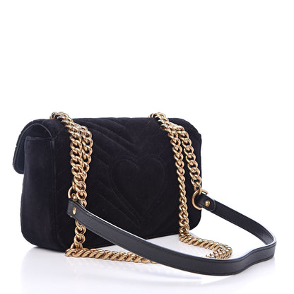 Gucci Velvet Matelasse Mini GG Marmont Shoulder Bag Black 3 of 15