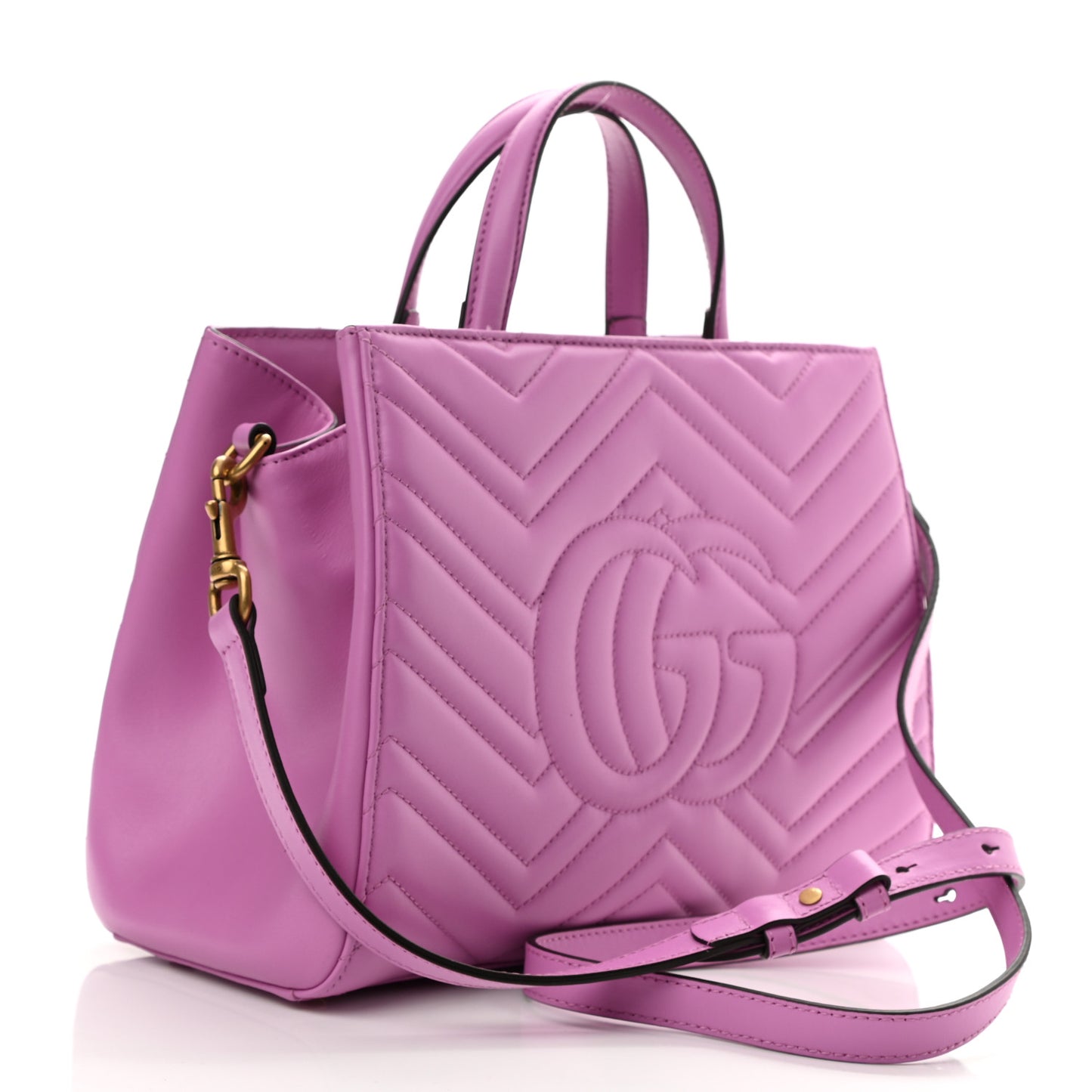 Calfskin Matelasse Small GG Marmont Tote Candy Mousse