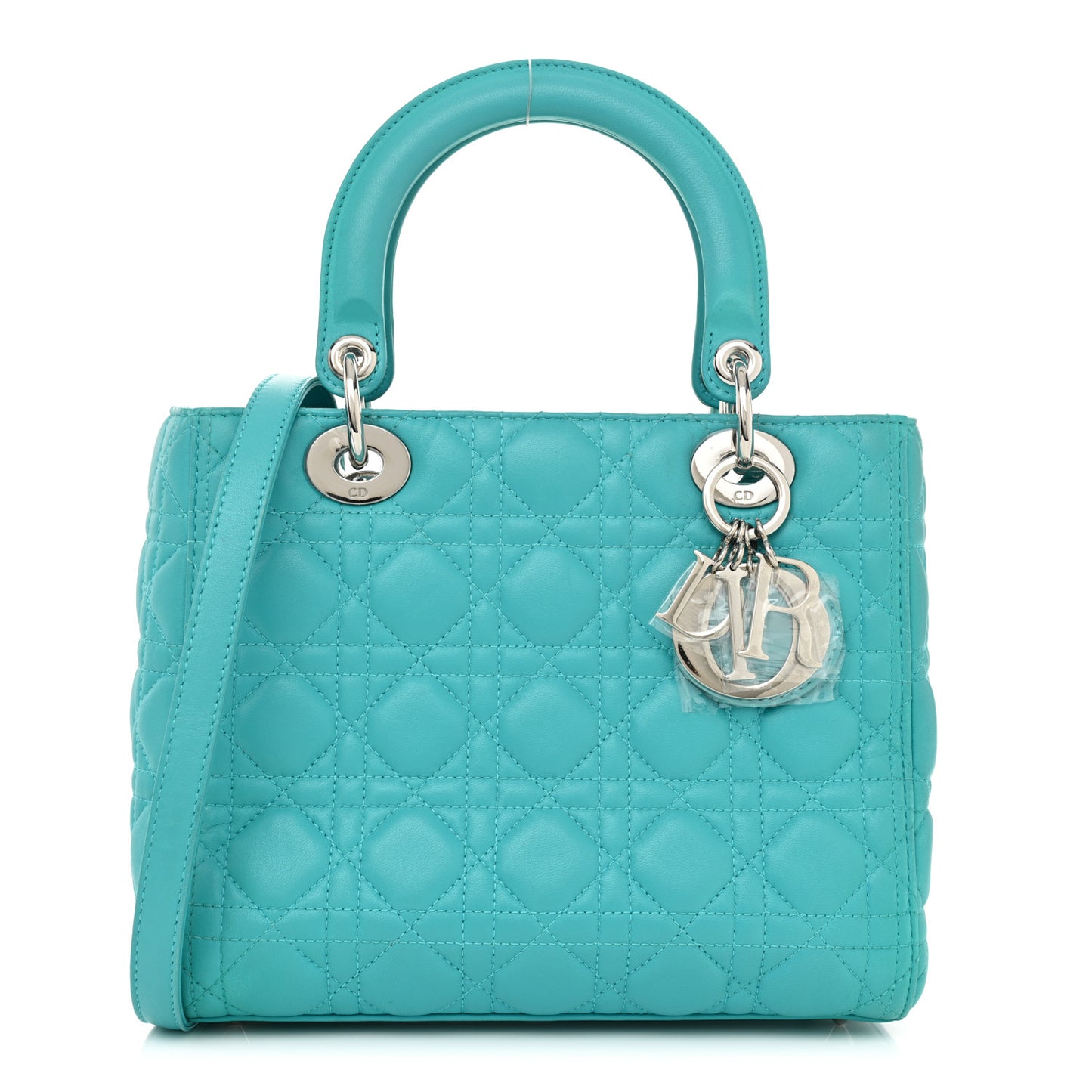 Lambskin Cannage Medium Lady Dior Turquoise