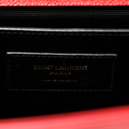 Saint Laurent Grain De Poudre Medium Monogram Kate Satchel Red 6 of 9