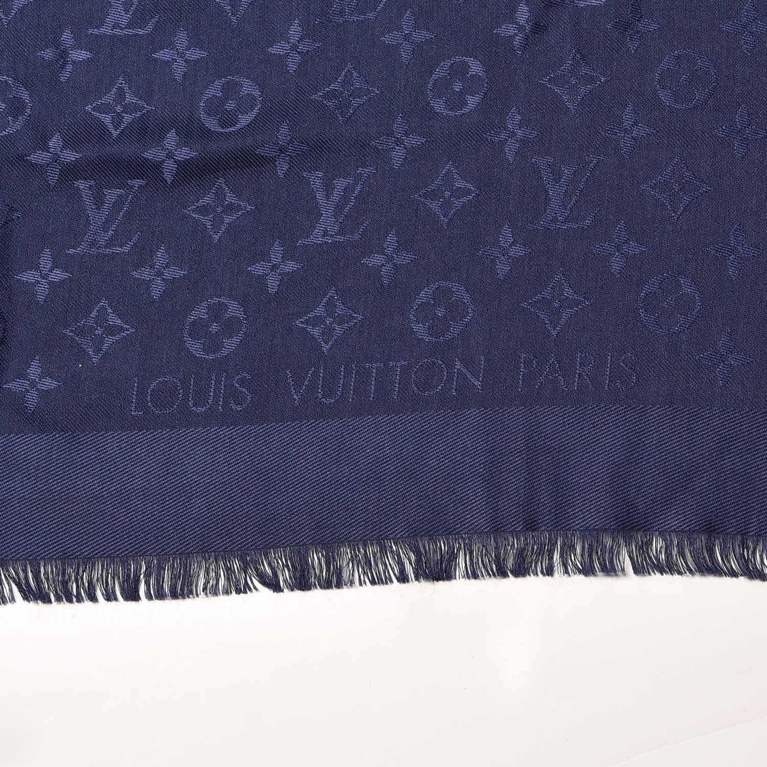 Louis Vuitton Silk Wool Monogram Shawl Night Blue 3 of 4