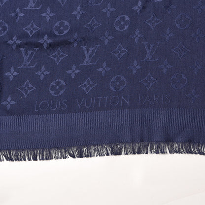 Louis Vuitton Silk Wool Monogram Shawl Night Blue 3 of 4