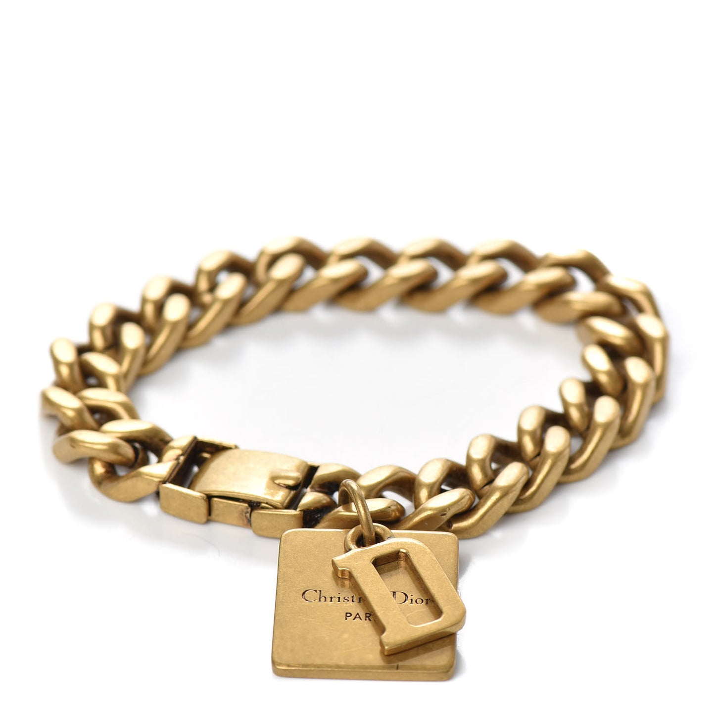 Metal D Charm Chain Bracelet Gold