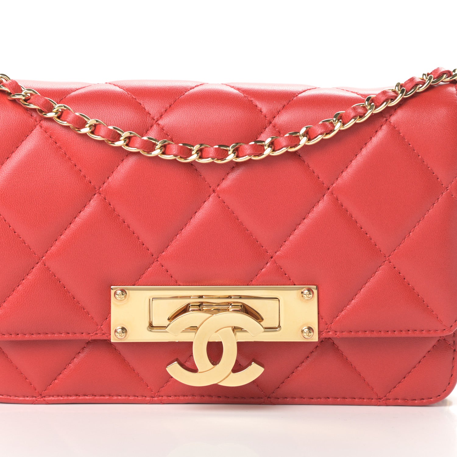 Chanel Lambskin Quilted Golden Class Wallet on Chain WOC Red 8 of 11