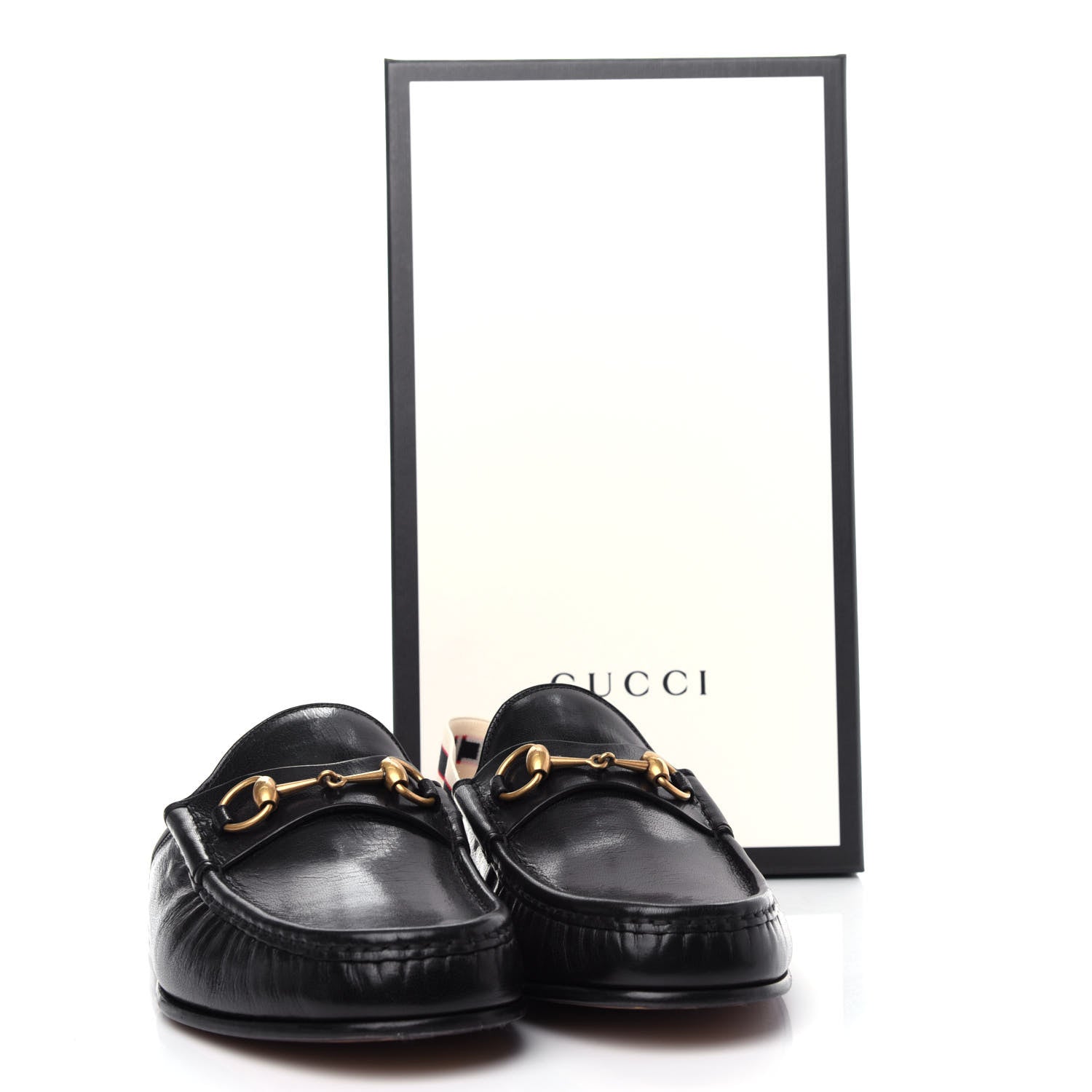 Gucci Goatskin Stripe Mens Horsebit Slingback Slippers 11.5 Black 11 of 11