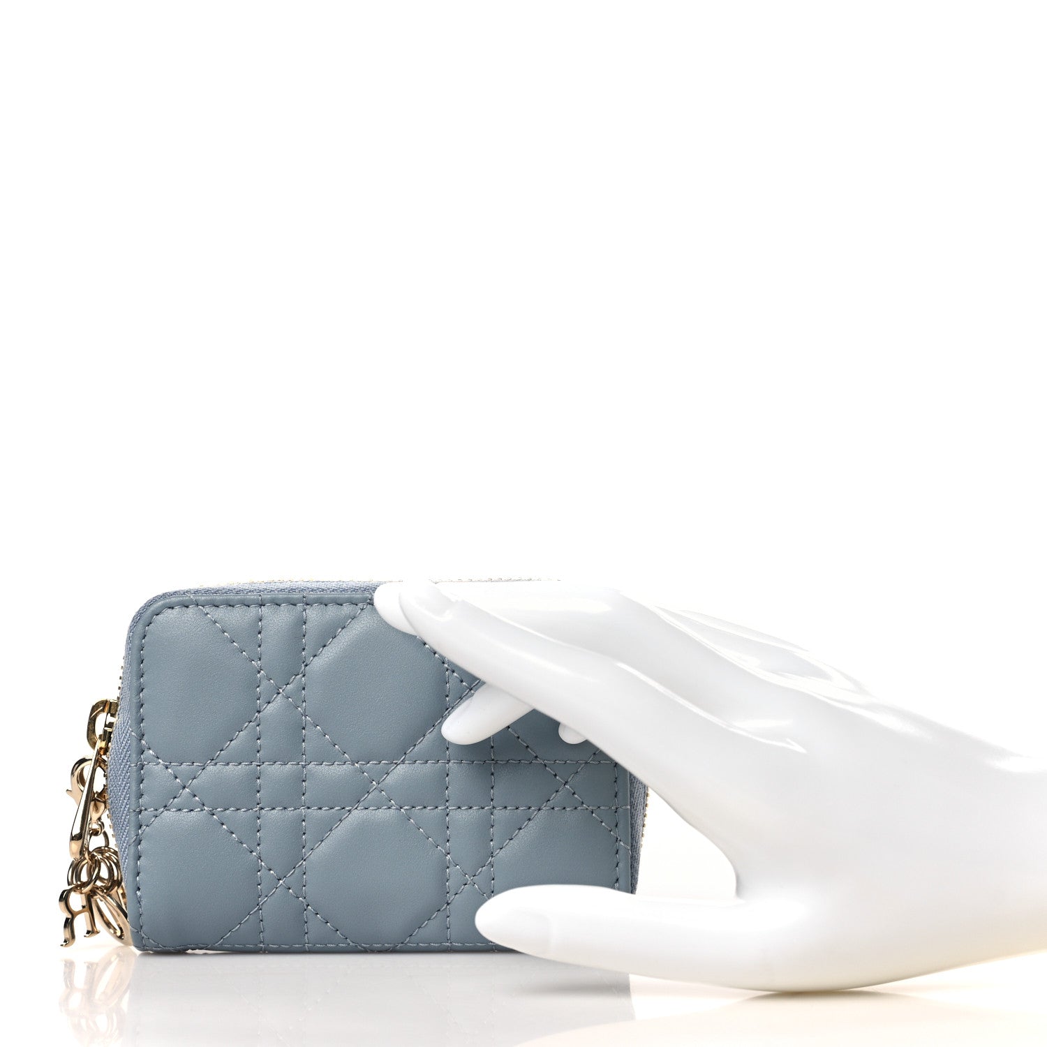 Christian Dior Lambskin Cannage Small Lady Dior Voyageur Coin Purse Cloud Blue 2 of 7