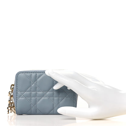 Christian Dior Lambskin Cannage Small Lady Dior Voyageur Coin Purse Cloud Blue 2 of 7