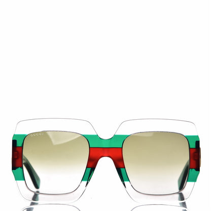 Gucci Square Web Frame GG0178S Sunglasses Green Red 2 of 6