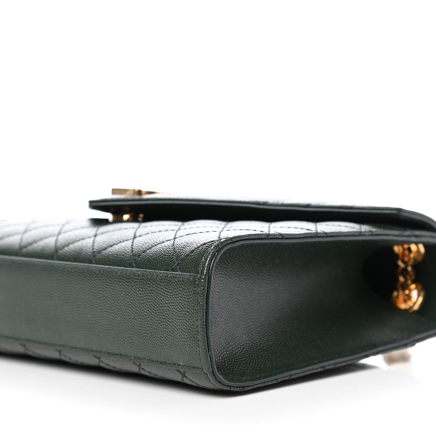 Saint Laurent Grain De Poudre Textured Mixed Matelasse Medium Triquilt Monogram Satchel Vert Fonce 9 of 10