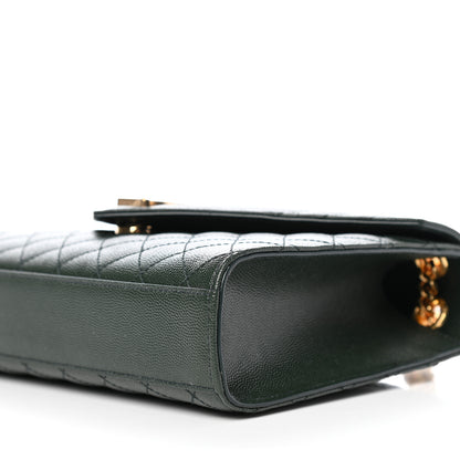 Saint Laurent Grain De Poudre Textured Mixed Matelasse Medium Triquilt Monogram Satchel Vert Fonce 9 of 10