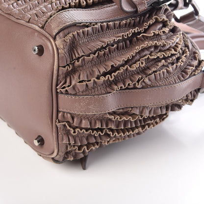 Burberry Calfskin Ruffled Medium Lowry Dark Taupe Pink 13 of 15