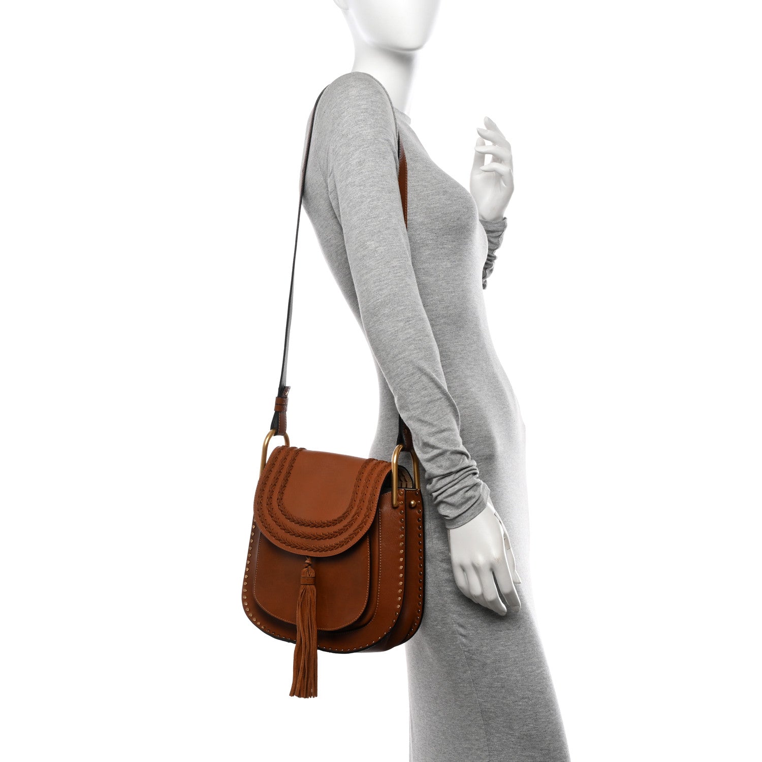 Chloe Calfskin Braided Medium Hudson Shoulder Bag Caramel 2 of 10