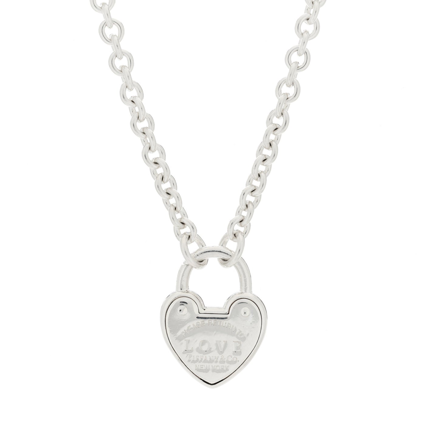 Sterling Silver Return To Tiffany Love Heart Lock Pendant Necklace