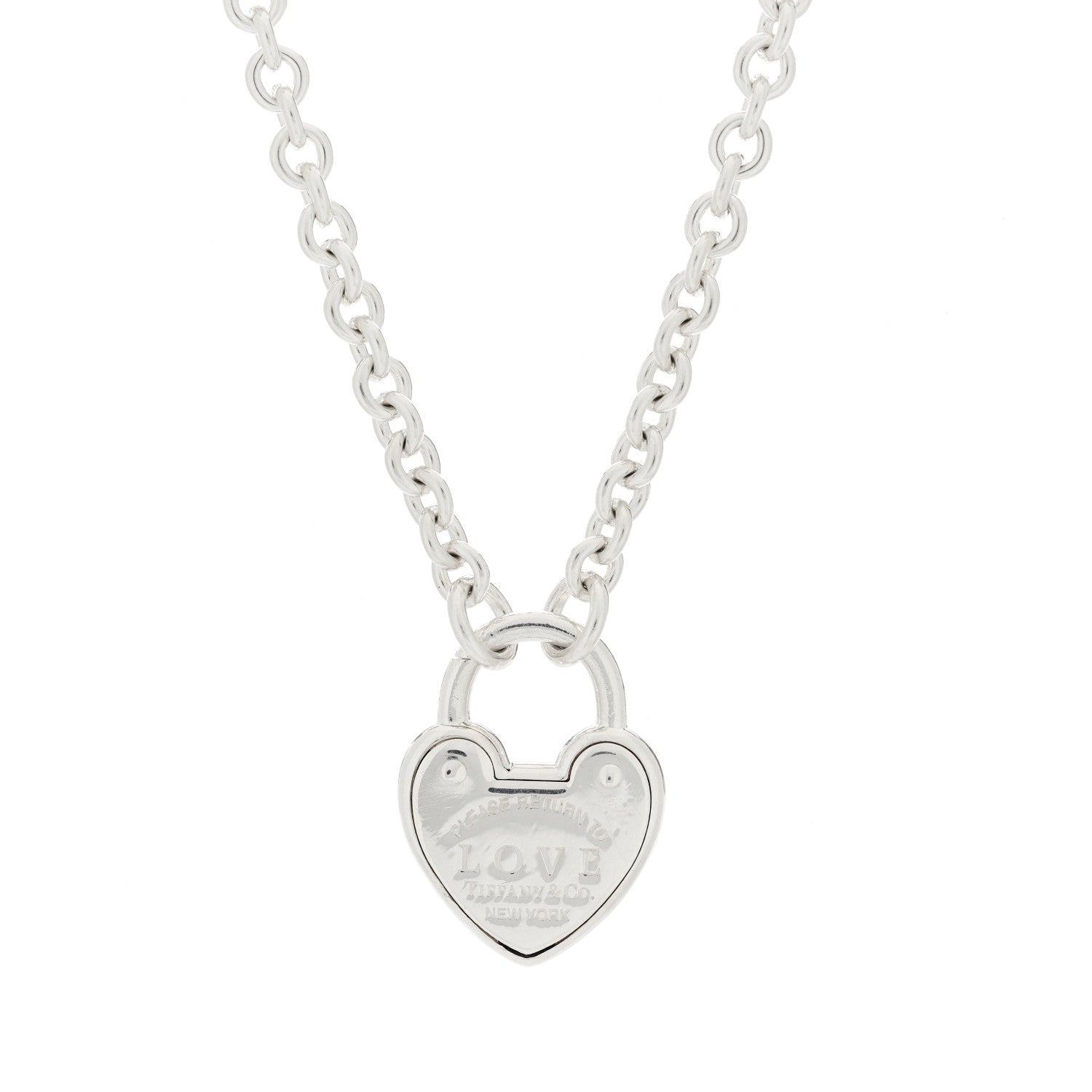 Tiffany Sterling Silver Return To Tiffany Love Heart Lock Pendant Necklace 3 of 4