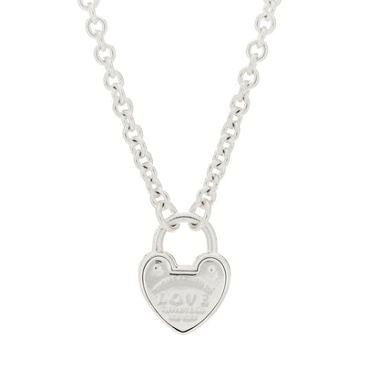 Tiffany Sterling Silver Return To Tiffany Love Heart Lock Pendant Necklace 3 of 4