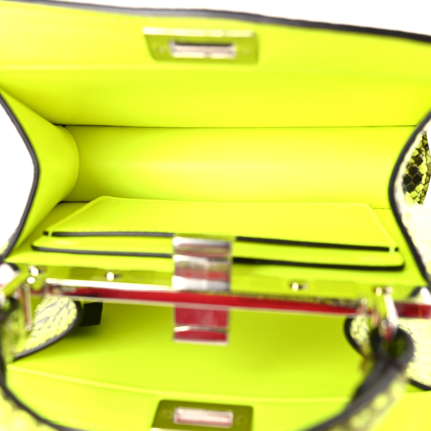 Snakeskin Shiny Nappa Petite Peekaboo I SEE U Satchel Yellow Fluo