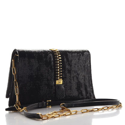 Tom Ford Sequin Snakeskin Sedgwick Zip Clutch Bag Black 3 of 8