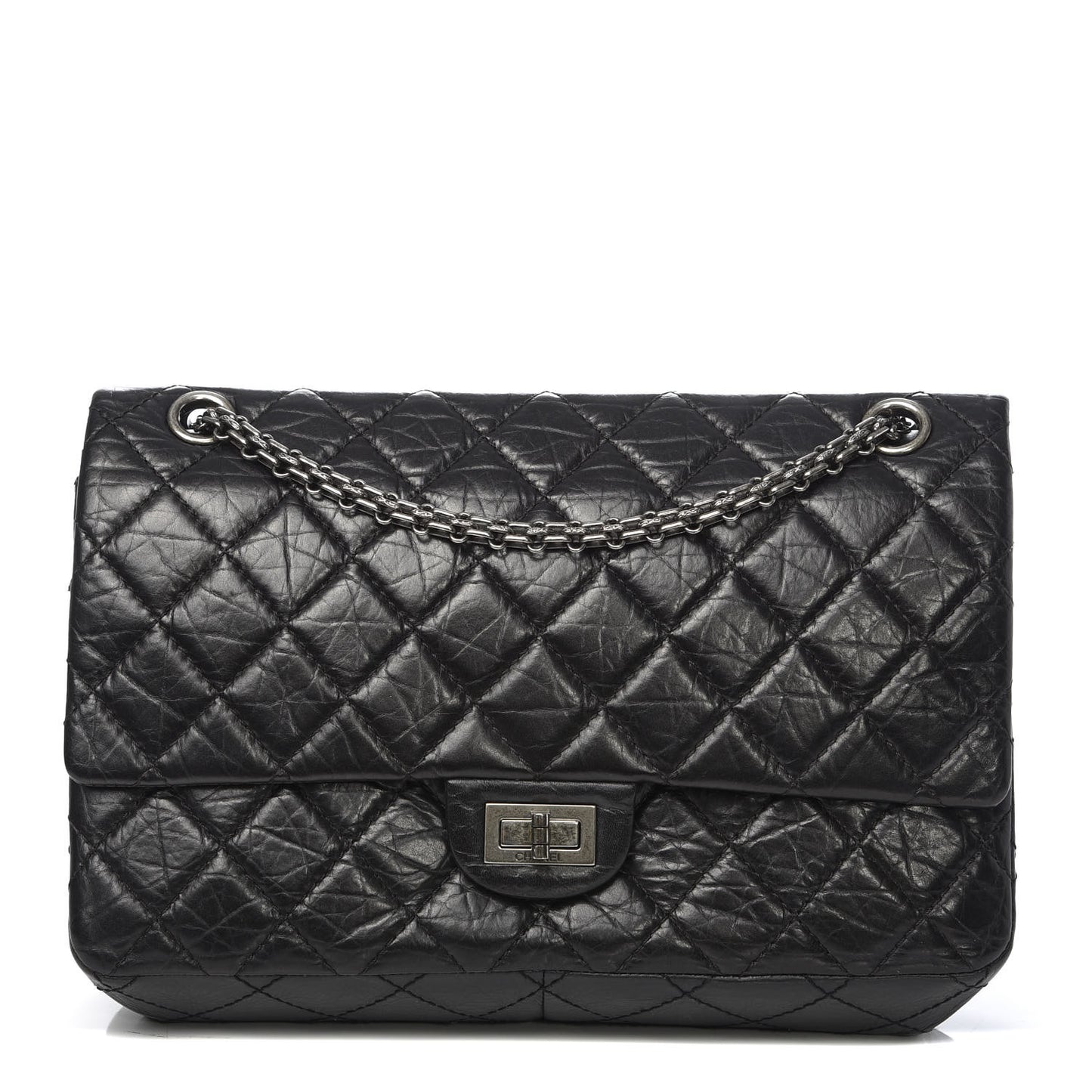 Aged Calfskin Quilted 2.55 Reissue 226 Flap Black