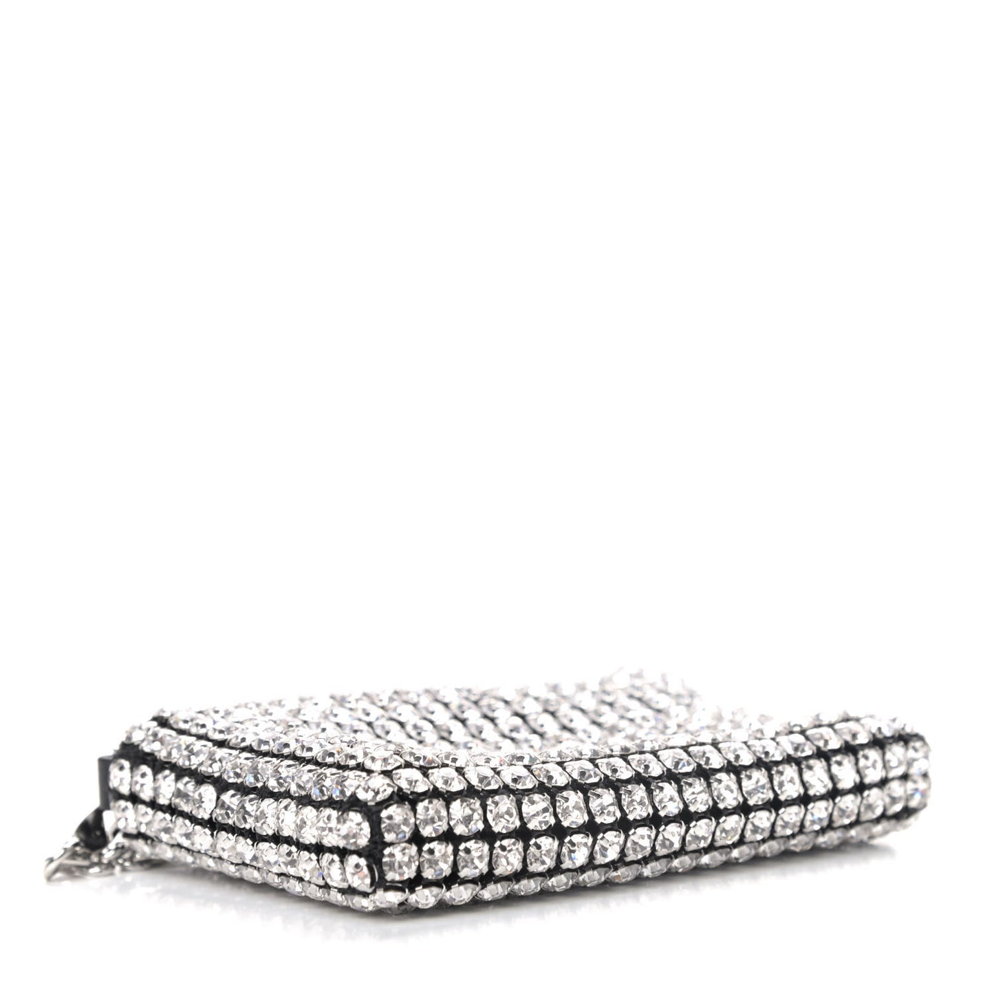 Mesh Crystal Rhinestone Nano Heiress Shoulder Bag Black Silver