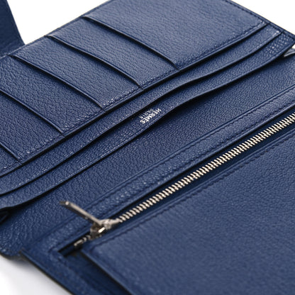 Hermes Chevre Mysore Bearn Gusset Wallet Bleu Thalassa 7 of 14